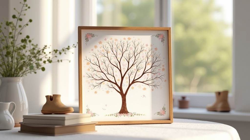 Exemple d'affiche familiale personnalisée avec différents styles artistiques représentés