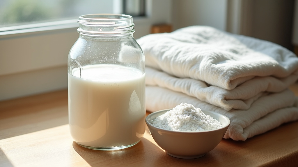 Lessive maison dans un joli bocal en verre avec étiquette