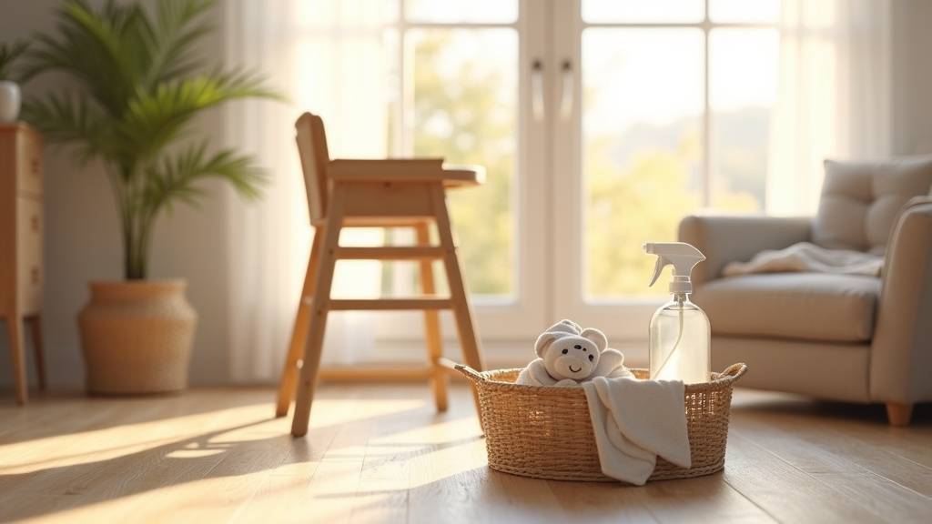 Chambre de bébé minimaliste claire avec rangements fonctionnels