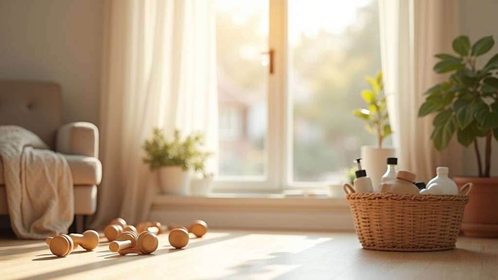 Salle de bain épurée avec produits de soin naturels faits maison