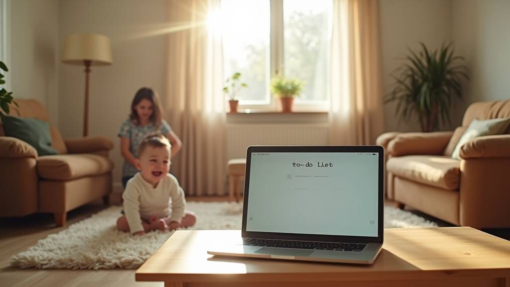 Intérieur de maison propre et lumineuse avec des éléments naturels, famille épanouie en arrière-plan