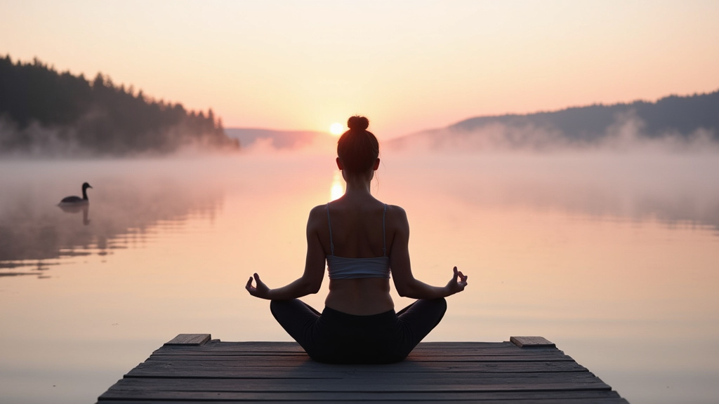 Personne pratiquant le yoga dans un espace lumineux, représentant l'harmonie entre le corps et l'esprit
