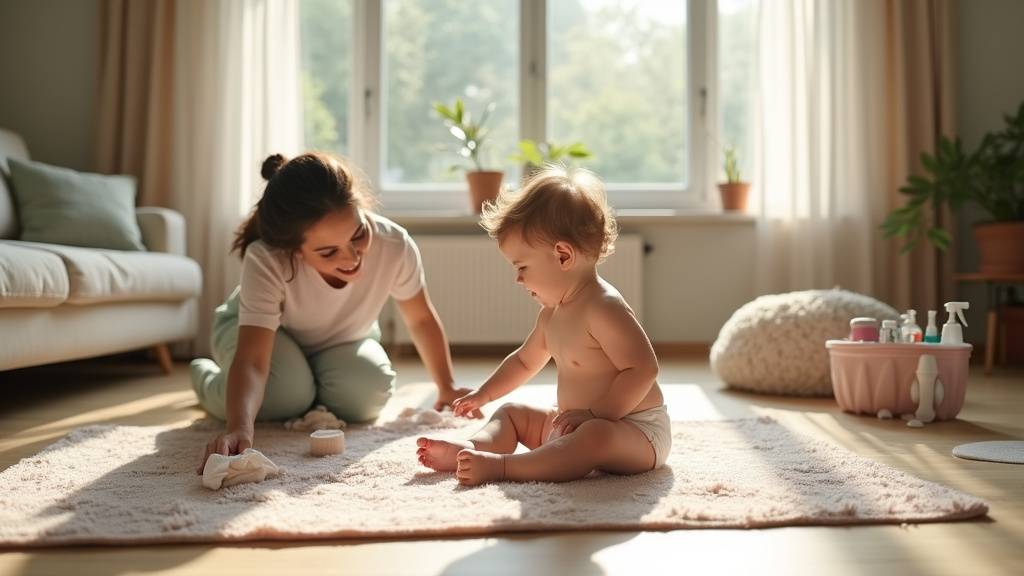 Illustration pour l'article : Mes astuces pour garder une maison propre avec un bébé sans y passer mes journées - Flamboyant Nettoyage