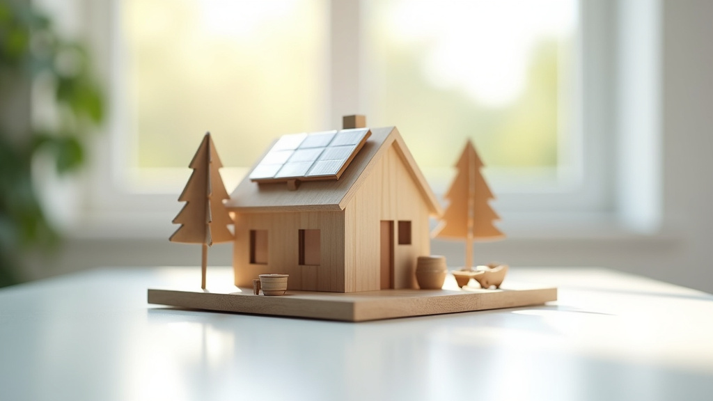 Maison moderne avec des panneaux solaires sur le toit et un jardin bien entretenu